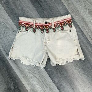 We The Free Embroidered Waist Cutoff Shorts Distress Size 24 NWOT